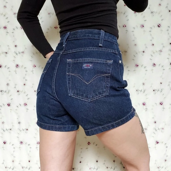Y2K Dark Wash Denim Shorts - Picture 1 of 7